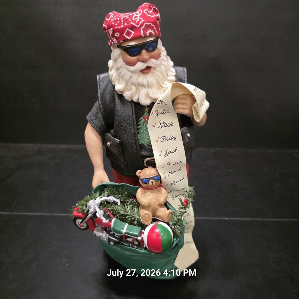 Dept 56 Possible Dreams Biker Santa Christmas Figure Naughty Nice List 10"